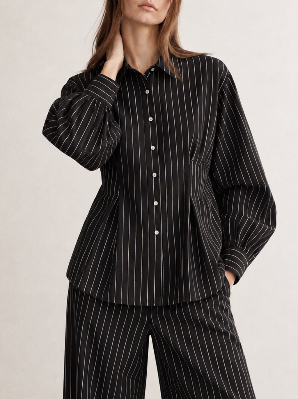 Lazy Monday black blouse with stripes