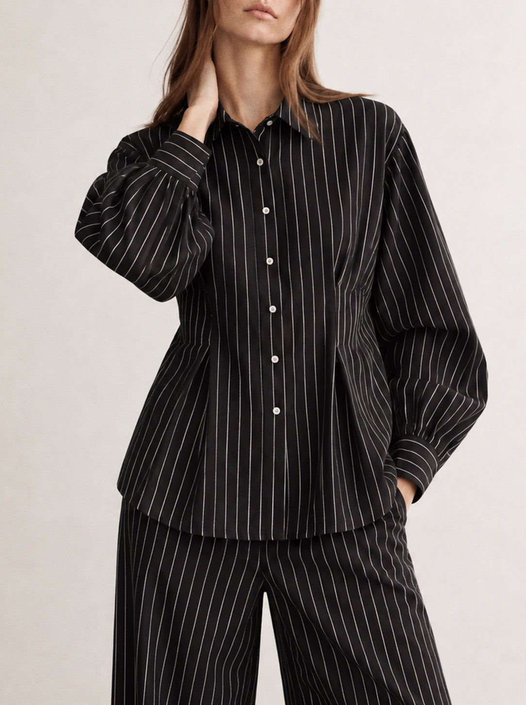 Lazy Monday black blouse with stripes