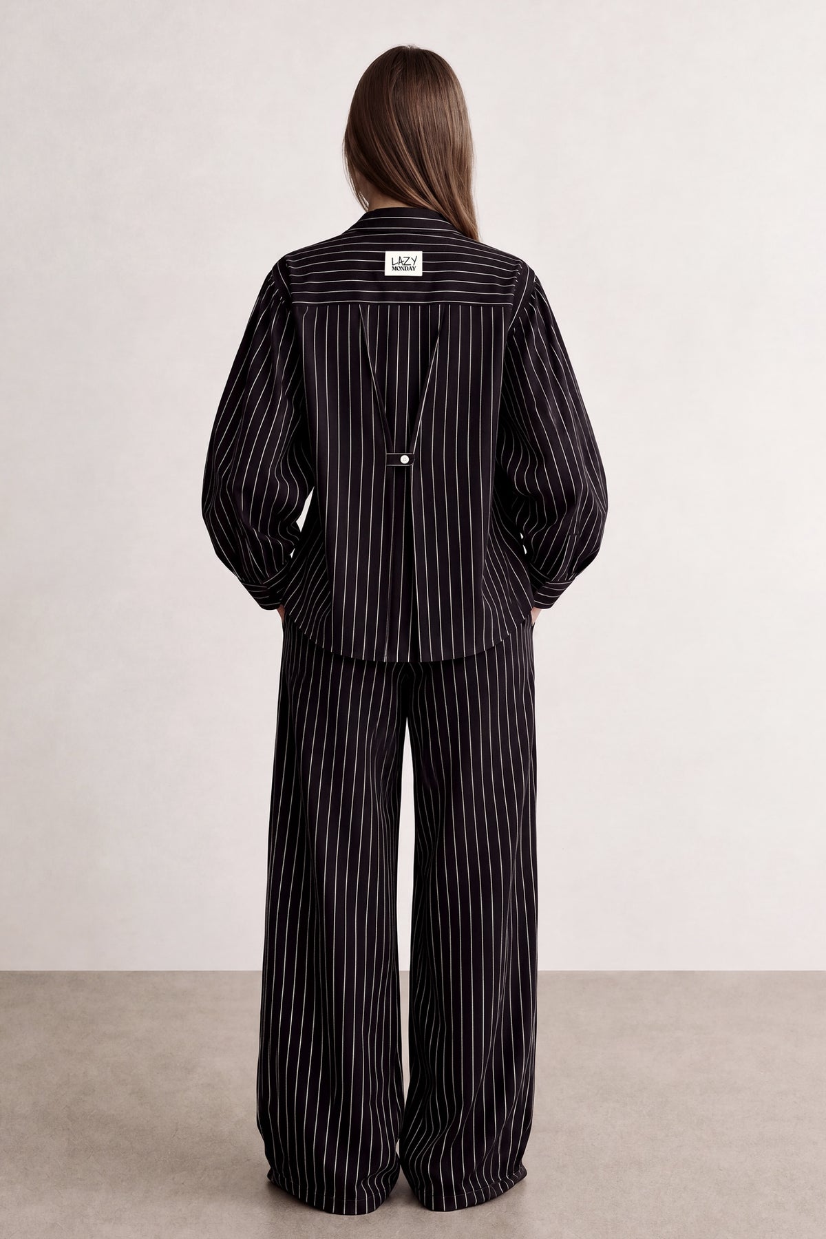 Lazy Monday black blouse with stripes