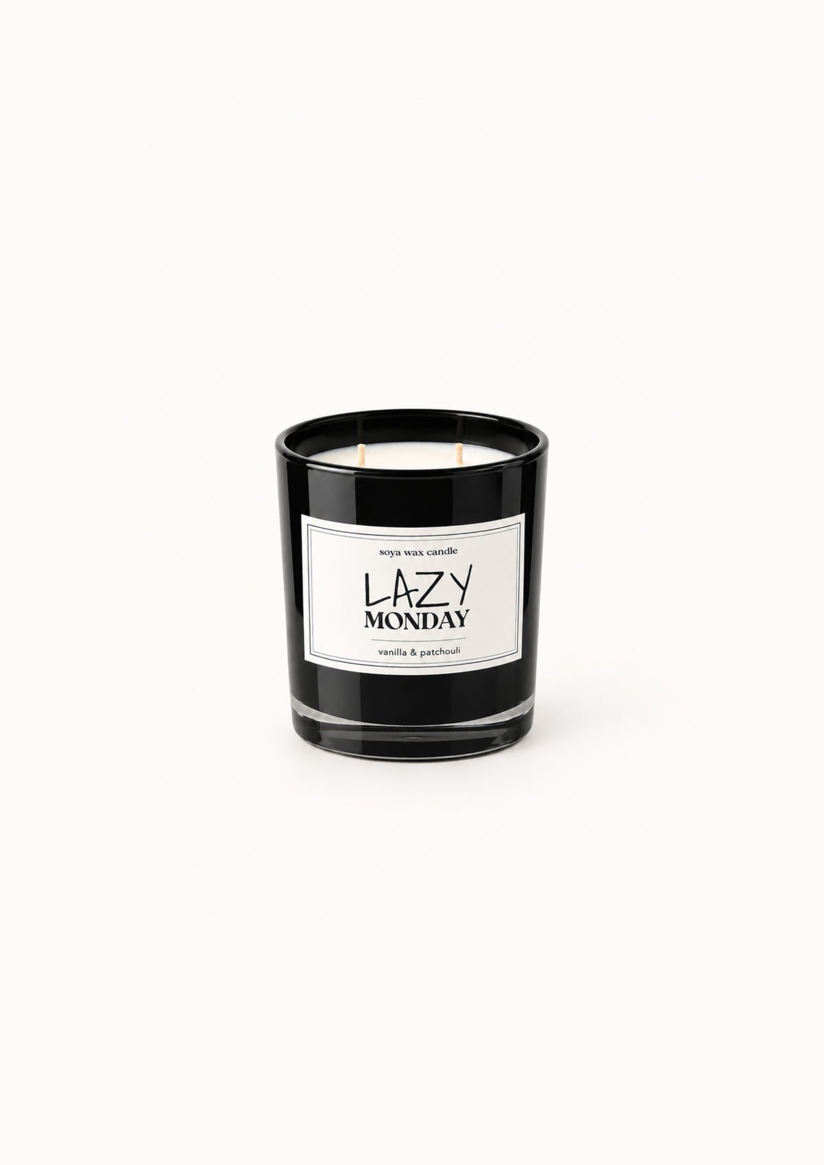 Lazy Monday soy wax candle in black glass