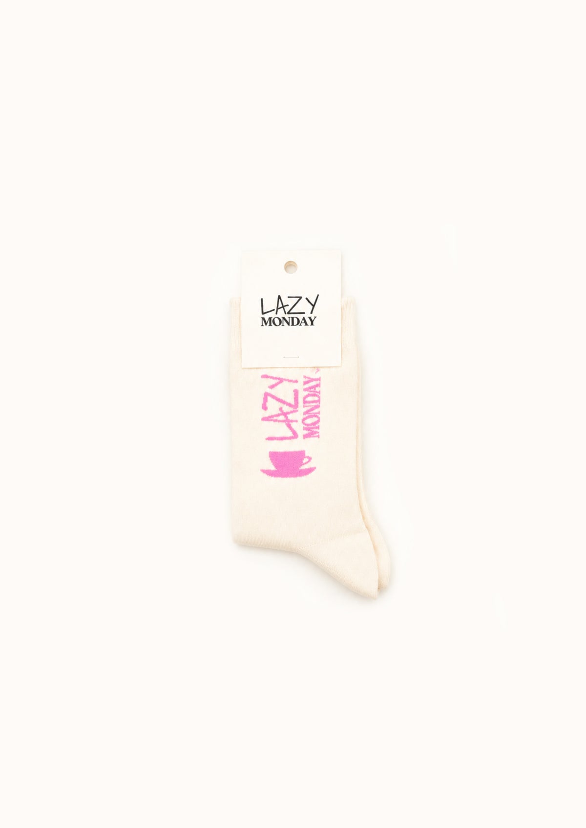 Lazy Monday socks raw white with pink