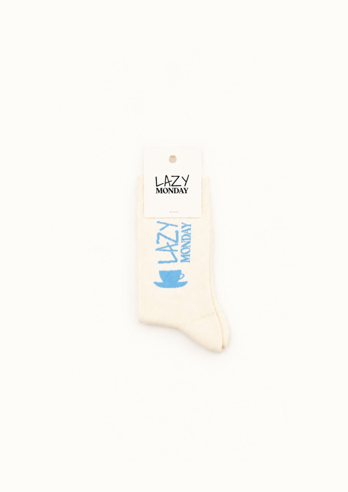 Lazy Monday socks raw white with blue