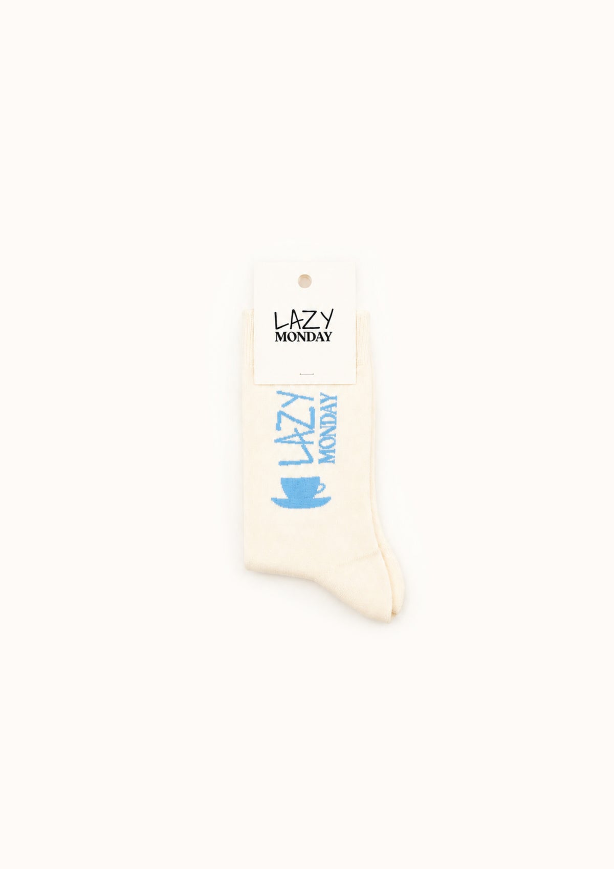 Lazy Monday socks raw white with blue
